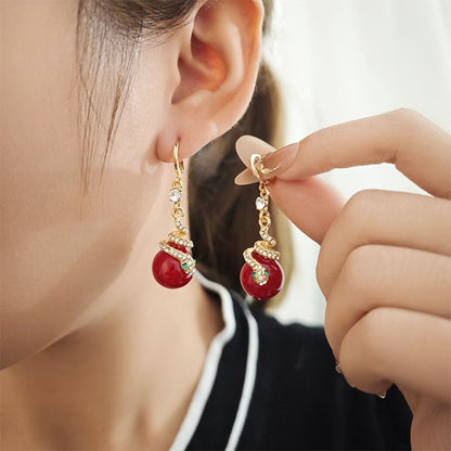 🐍New Year Sale🎀Gold Plated Snake Pearl Earrings(1 Pair)