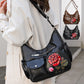 Women's Vintage PU Leather Shoulder Bag with Embossed Rose