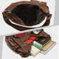 Women's Vintage PU Leather Shoulder Bag with Embossed Rose