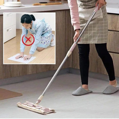 🏆Flat Mop with Stainless Steel Handle, come with Reusable Washable Mop Cloths