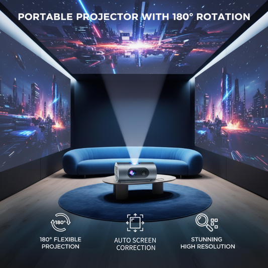 Portable Projector with 180° Rotation