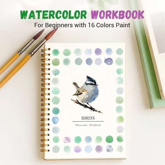 🖼️Watercolor Workbook for Beginners with 16 Colors Paint