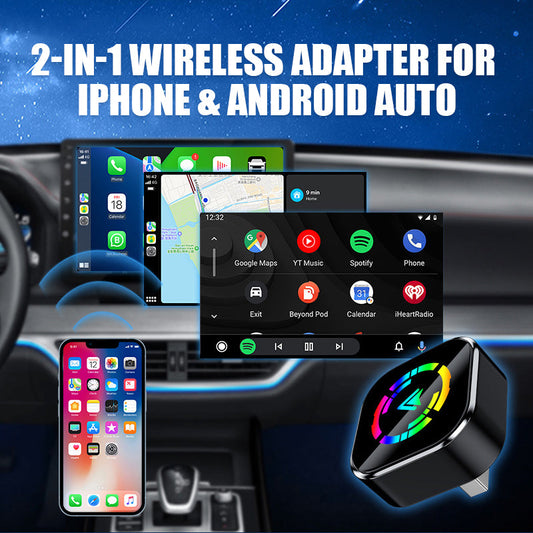 🎉Up to 50% OFF🎉2-in-1 Draadloze Adapter voor iPhone & Android Auto