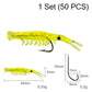 50PCS Lifelike Shrimp Lures Set with Hooks